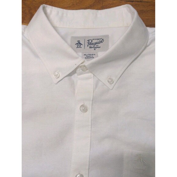 Men’s Original Penguin By Munsingwear Button Down Shirt Size XL White S/S EUC - Picture 5 of 8